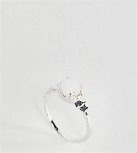 Asos Sterling Silver Gold Moon Star Pinky Ring .